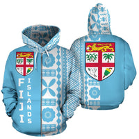 Fijian Zip up Hoodie Fiji Flag Tapa Half Style TH0 Unisex Blue - Polynesian Pride
