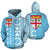 Fijian Zip up Hoodie Fiji Flag Tapa Half Style TH0 Unisex Blue - Polynesian Pride