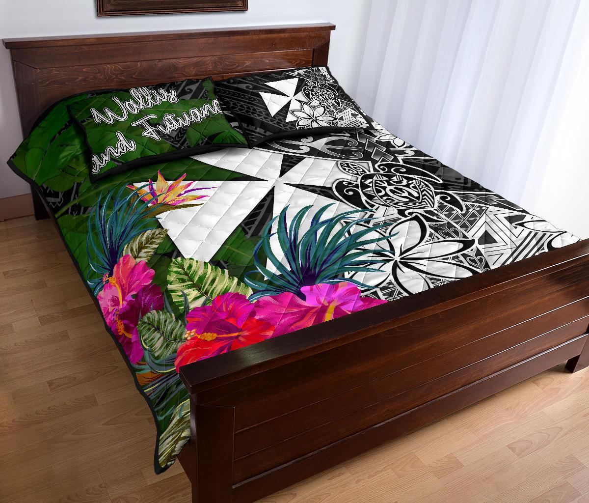 Wallis and Futuna Quilt Bed Set - Turtle Plumeria Banana Leaf - Polynesian Pride