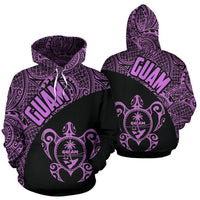 Guam Zip up Hoodie Guam Coat of Arm In Turtle Polynesian Tattoo Purple Unisex Purple - Polynesian Pride