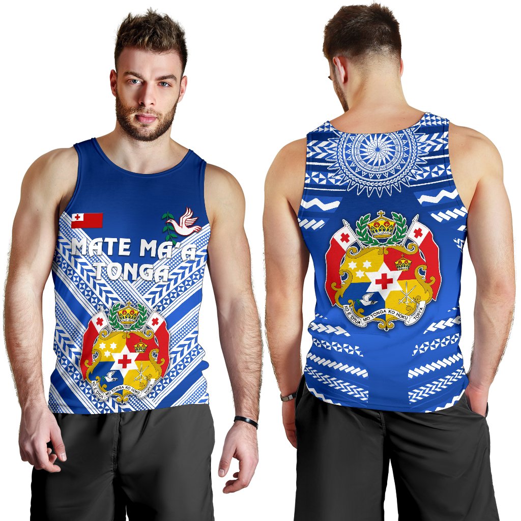 Mate Ma'a Tonga Rugby Men's Tank Top Polynesian Creative Style - Blue - Polynesian Pride