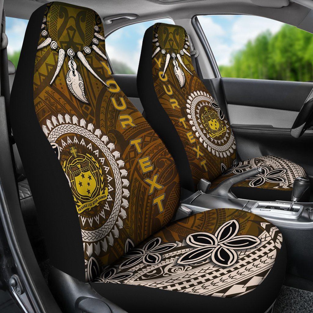 Samoa Custom Personalised Car Seat Covers - Polynesian Boar Tusk Universal Fit Brown - Polynesian Pride