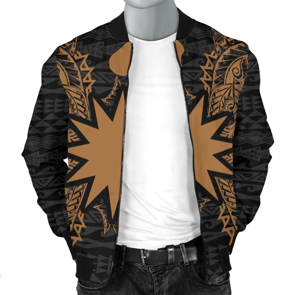 Nauru Polynesian Men's Bomber Jacket Map Gold - Polynesian Pride