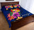 Tonga Polynesian Quilt Bed Set - Floral With Seal Blue - Polynesian Pride