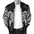 New Zealand Men Bomber Jacket, Maori Turtle Tattoo - White - Polynesian Pride