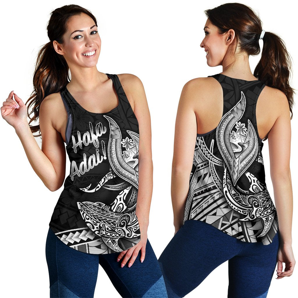 Guam Women's Racerback Tank - Hafa Adai Polynesian Patterns Black - Polynesian Pride