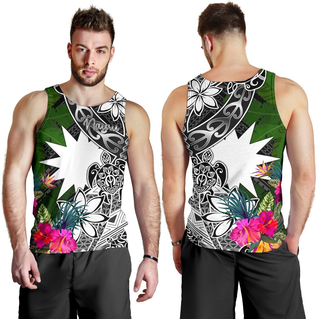 Nauru Men Tank Top - Turtle Plumeria Banana Leaf - Polynesian Pride