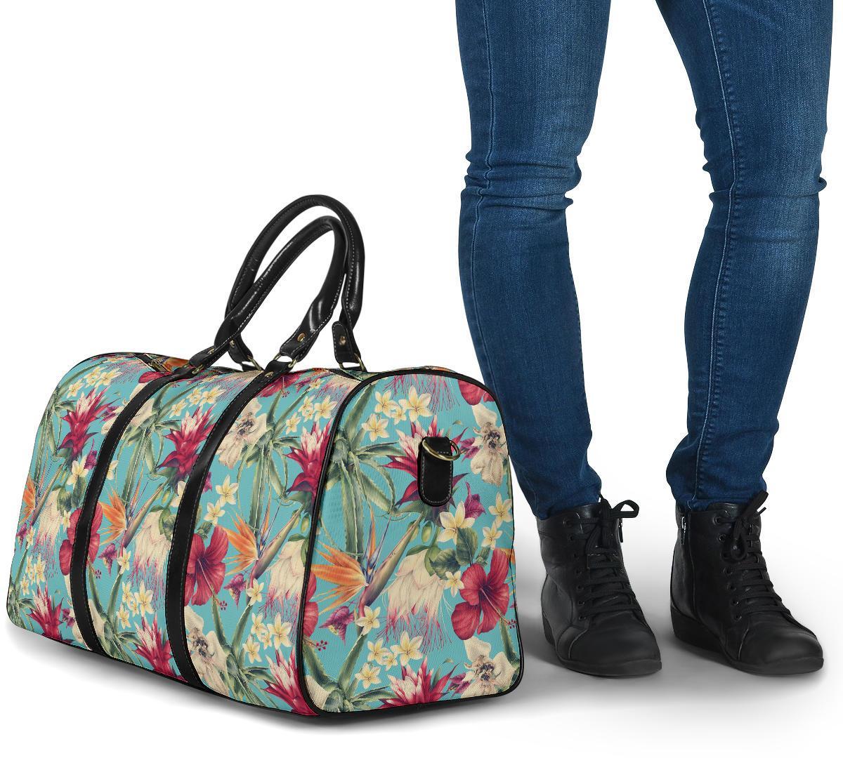 Hawaii Seamless Floral Pattern With Tropical Hibiscus, Watercolor Hawaii Travel Bag - Polynesian Pride