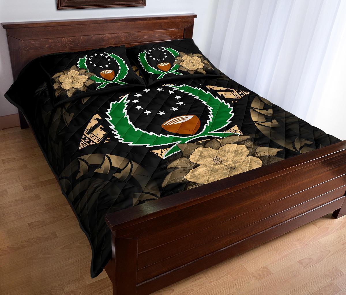 Pohnpei Polynesian Quilt Bed Set Hibiscus Gold - Polynesian Pride