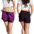 New Zealand All Over Print Women's Shorts, Maori Polynesian Tattoo Purple - Polynesian Pride