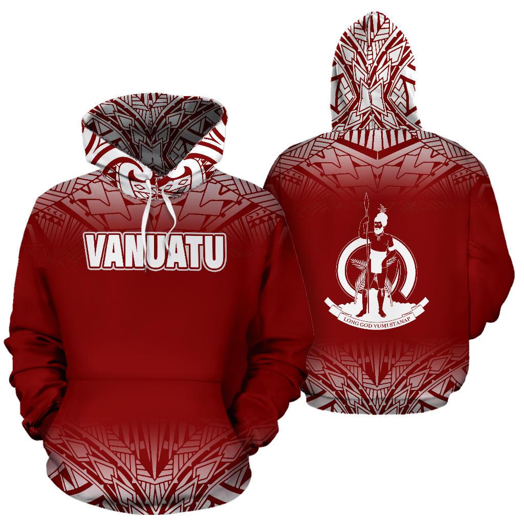 Vanuatu All Over Hoodie Fog Red Unisex Red - Polynesian Pride