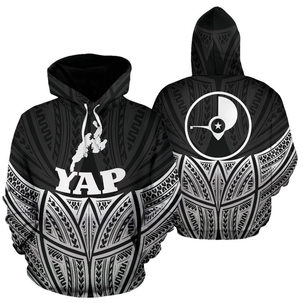 Yap Polynesian Hoodie Black Pride Map nd Seal Unisex Black - Polynesian Pride