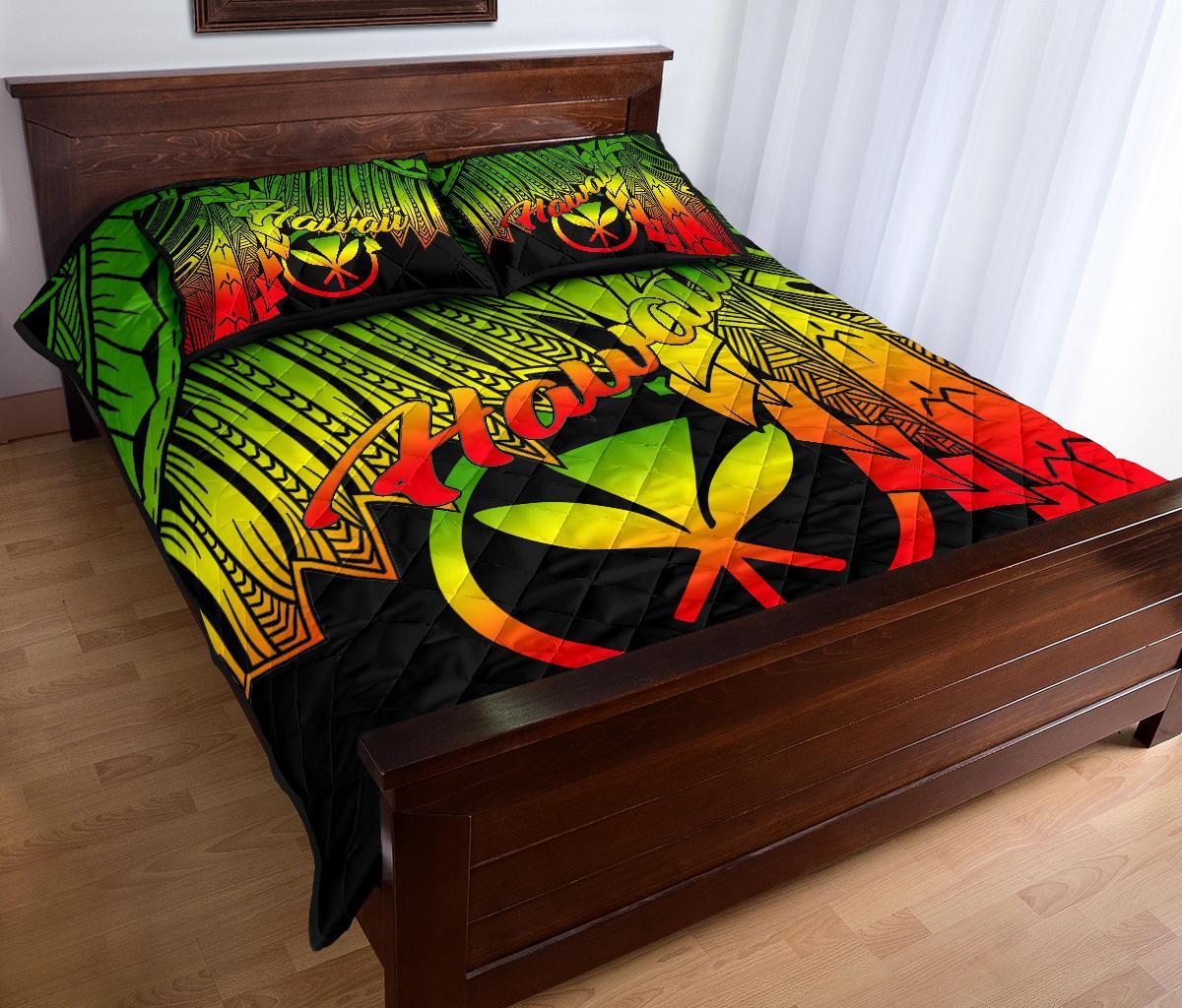 Polynesian Hawaii Quilt Bed Set - Tribal Wave Tattoo Reggae - Polynesian Pride