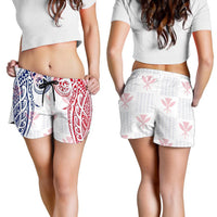Hawaiian Kanaka Women's Shorts Flag Nation Demodern White AH - Polynesian Pride