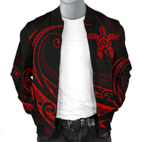 Hawaii Turtle Polynesian Mens Bomber Jacket - Red - Frida Style - Polynesian Pride