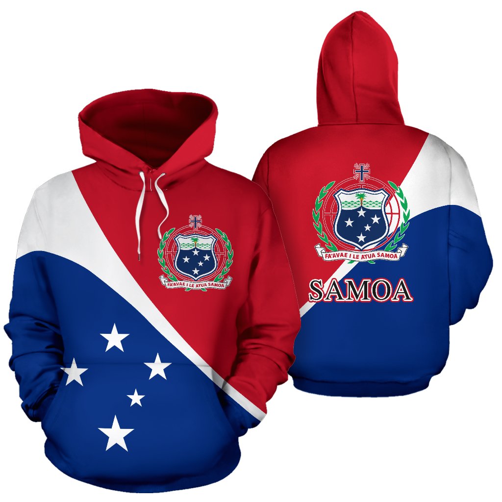 Samoa Flag All Over Hoodie Split Style Unisex Blue - Polynesian Pride