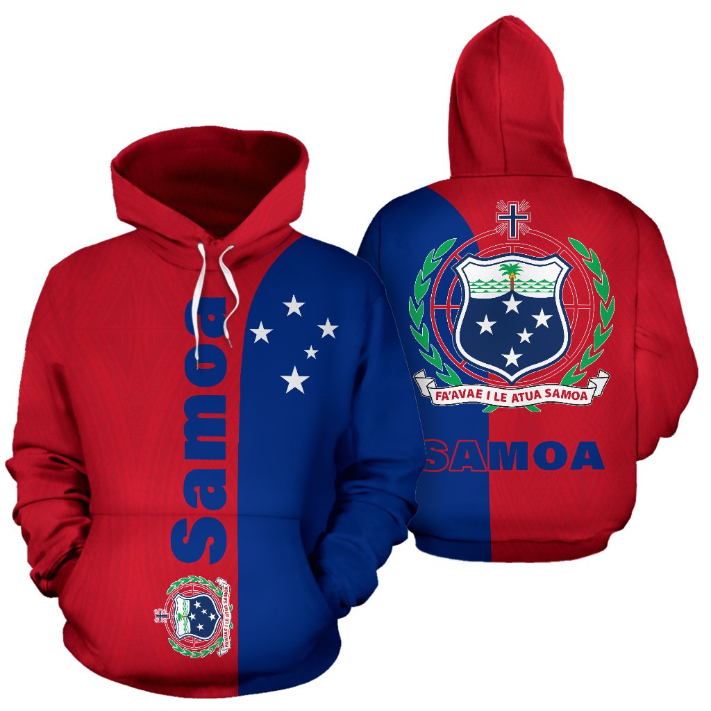 Samoa Polynesian All Over Hoodie Shoulder Style Unisex Red - Polynesian Pride