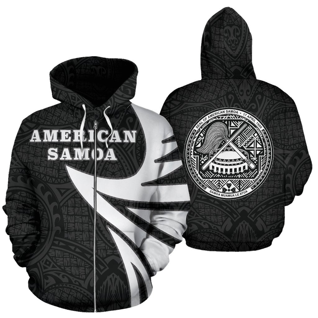 American Samoa Polynesian Zip up Hoodie Warrior Style Unisex Art - Polynesian Pride
