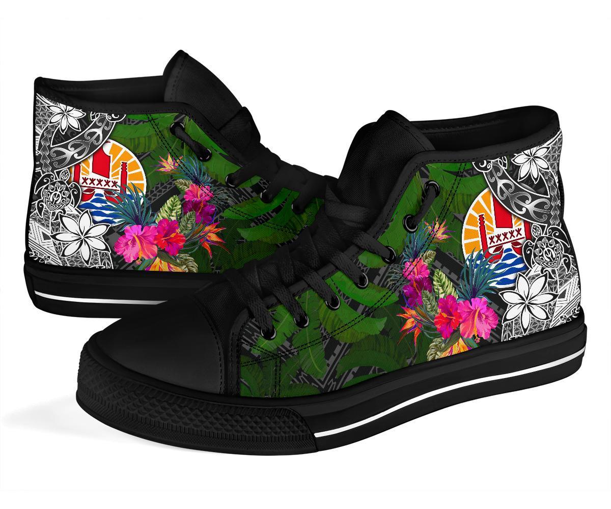 Tahiti High Top Shoes - Turtle Plumeria Banana Leaf - Polynesian Pride