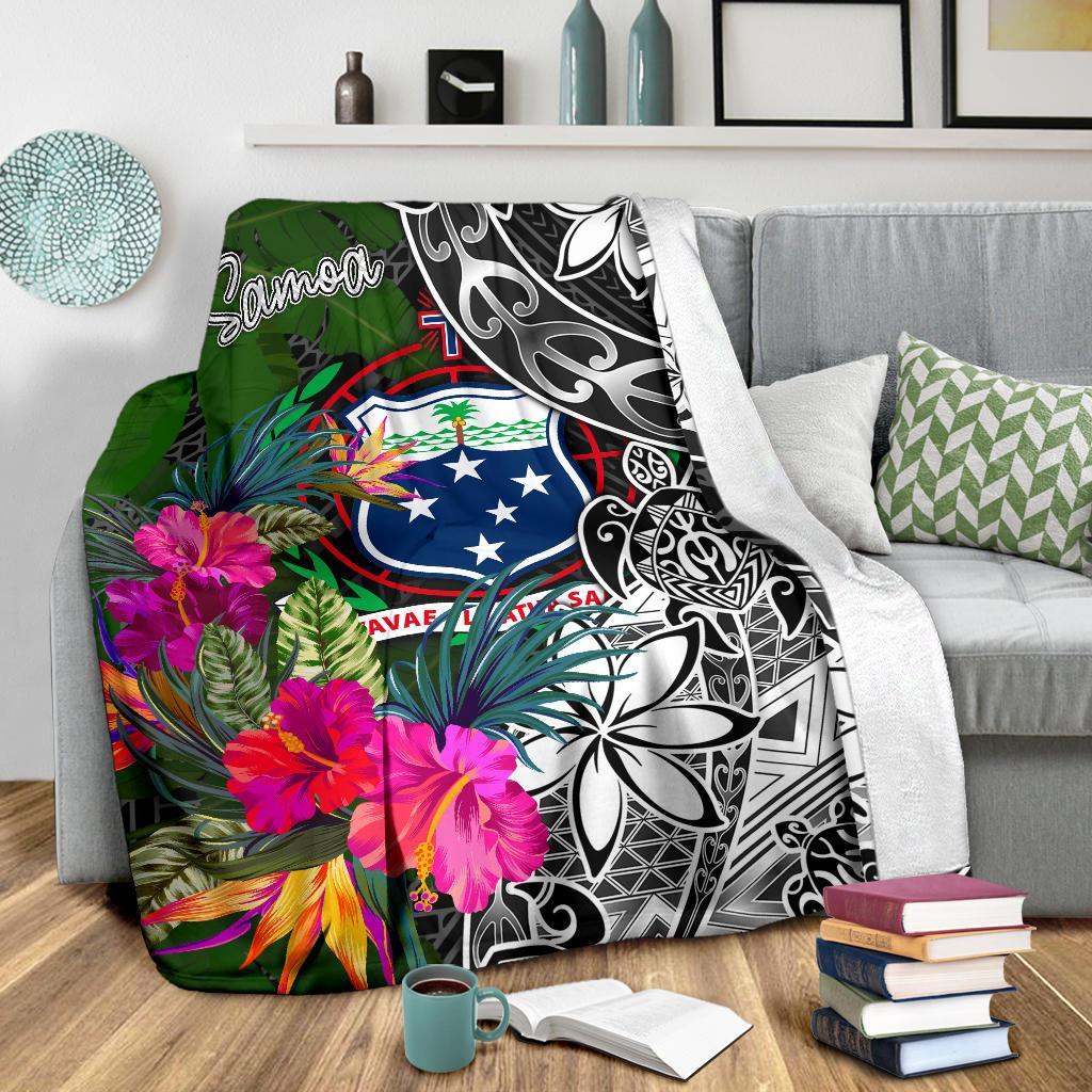Samoa Premium Blanket - Turtle Plumeria Banana Leaf - Polynesian Pride