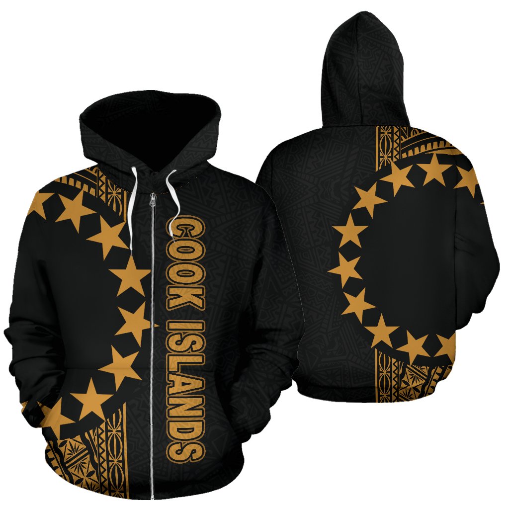 Cook Islands Polynesian Zip up Hoodie Line Gold Unisex Gold - Polynesian Pride