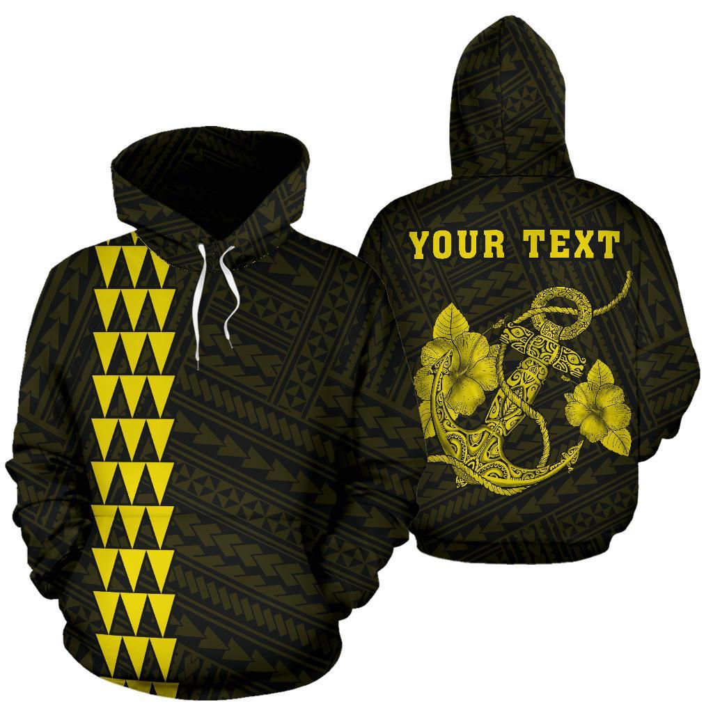 Polynesian Kakau Anchor Hibiscus Hawaii Custom Hoodie Yellow Unisex Yellow - Polynesian Pride