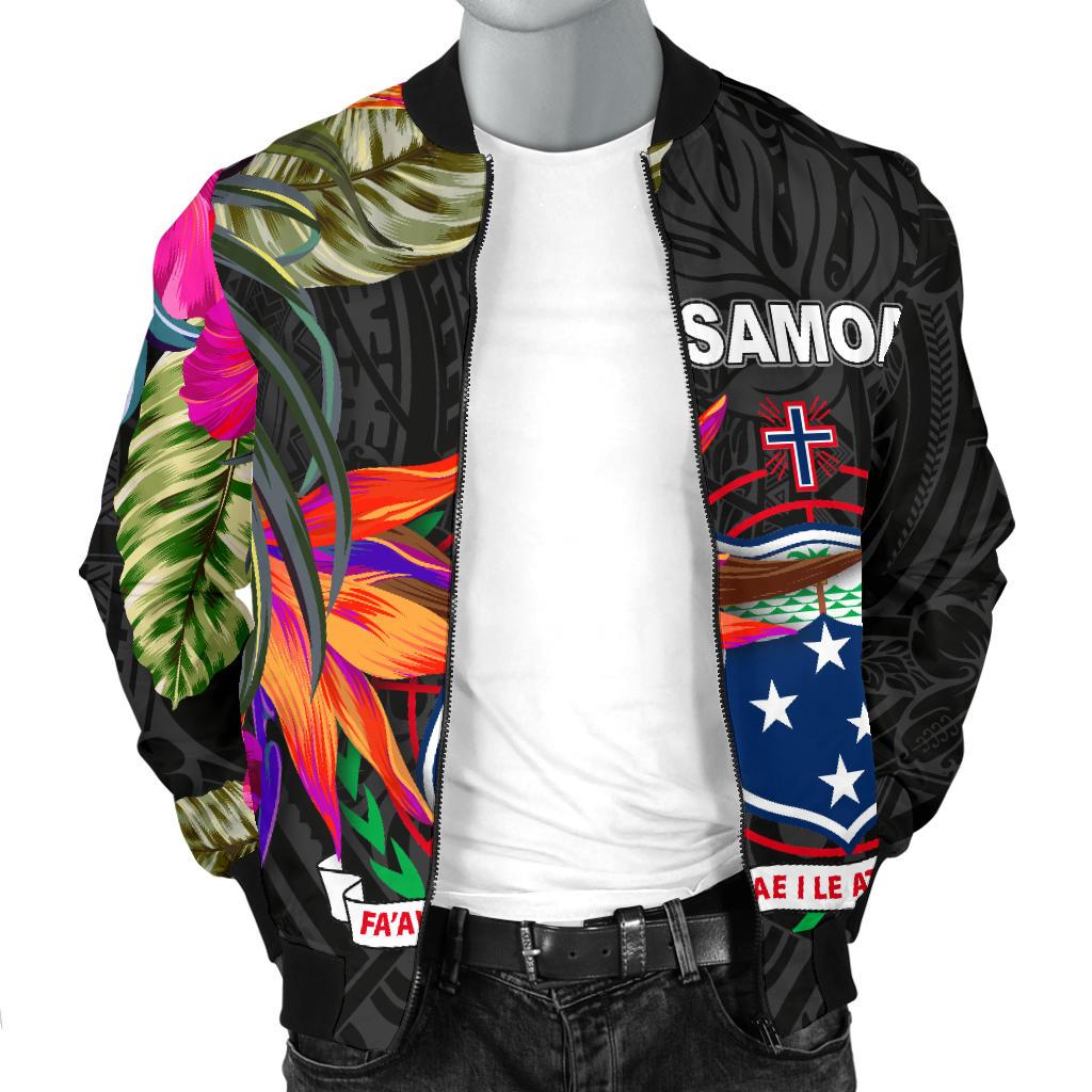 Samoa Men's Bomber Jacket - Polynesian Hibiscus Pattern - Polynesian Pride