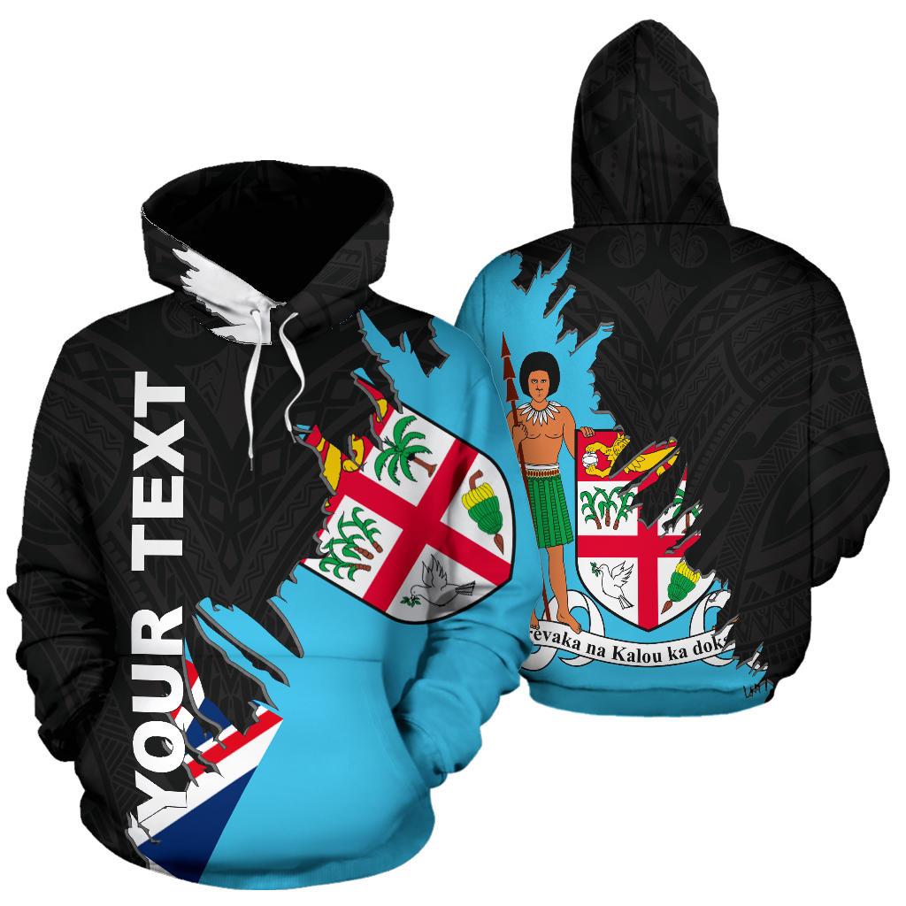 Fiji Custom All Over Hoodie Wrap Style Unisex Blue - Polynesian Pride