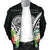 American Samoa Men's Bomber Jacket - Yap Coat of Arms & Polynesian Tropical Flowers White - Polynesian Pride