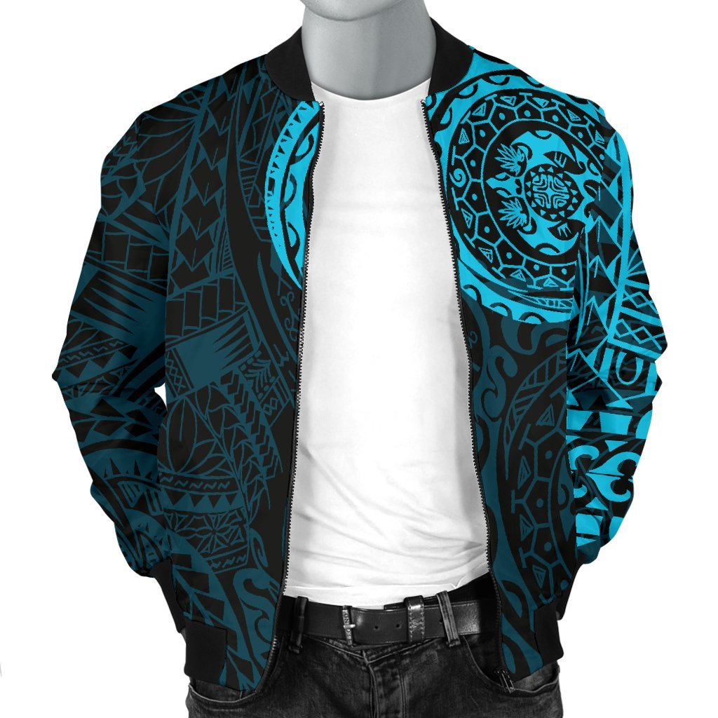 Polynesian Tattoo Style Men's Bomber Jacket Blue - Polynesian Pride