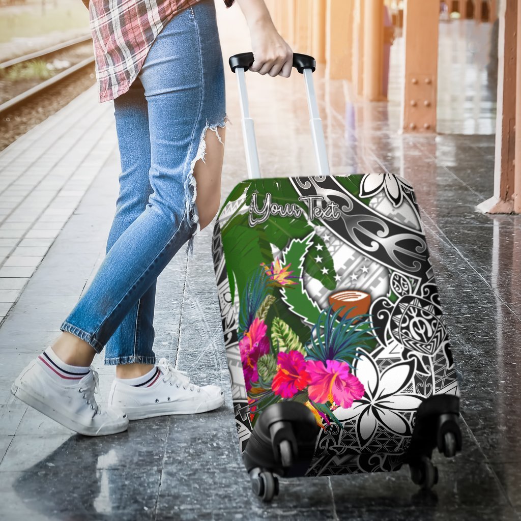 Pohnpei Custom Personalised Luggage Covers White - Turtle Plumeria Banana Leaf - Polynesian Pride