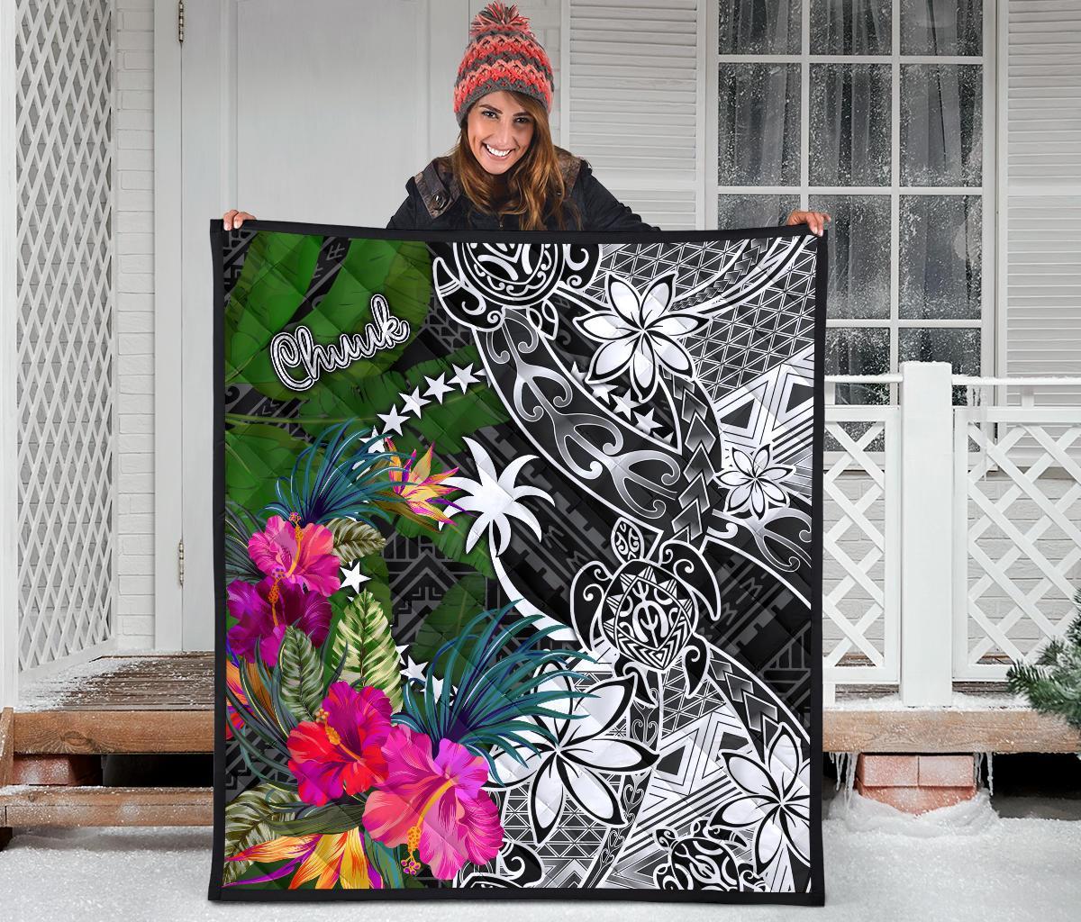 Chuuk Premium Quilt - Turtle Plumeria Banana Leaf - Polynesian Pride