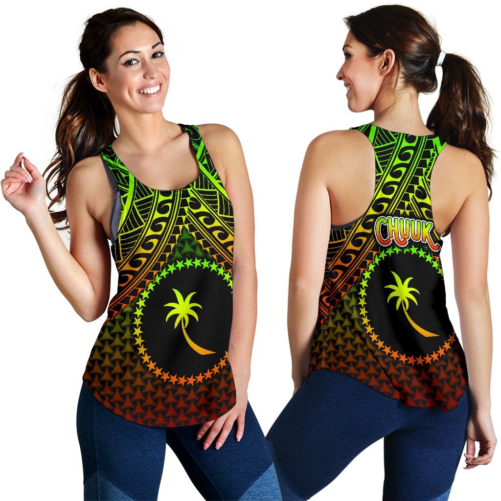 Polynesian Chuuk Women's Racerback Tank - Reggae Vintage Polynesian Patterns - Polynesian Pride