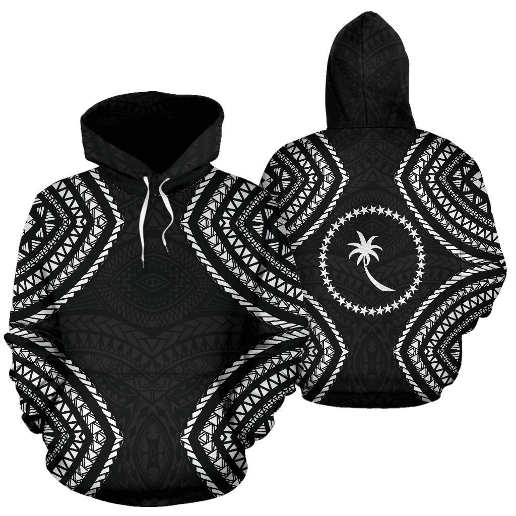 Chuuk Hoodie Micronesia Black Warrior Style Unisex Black - Polynesian Pride