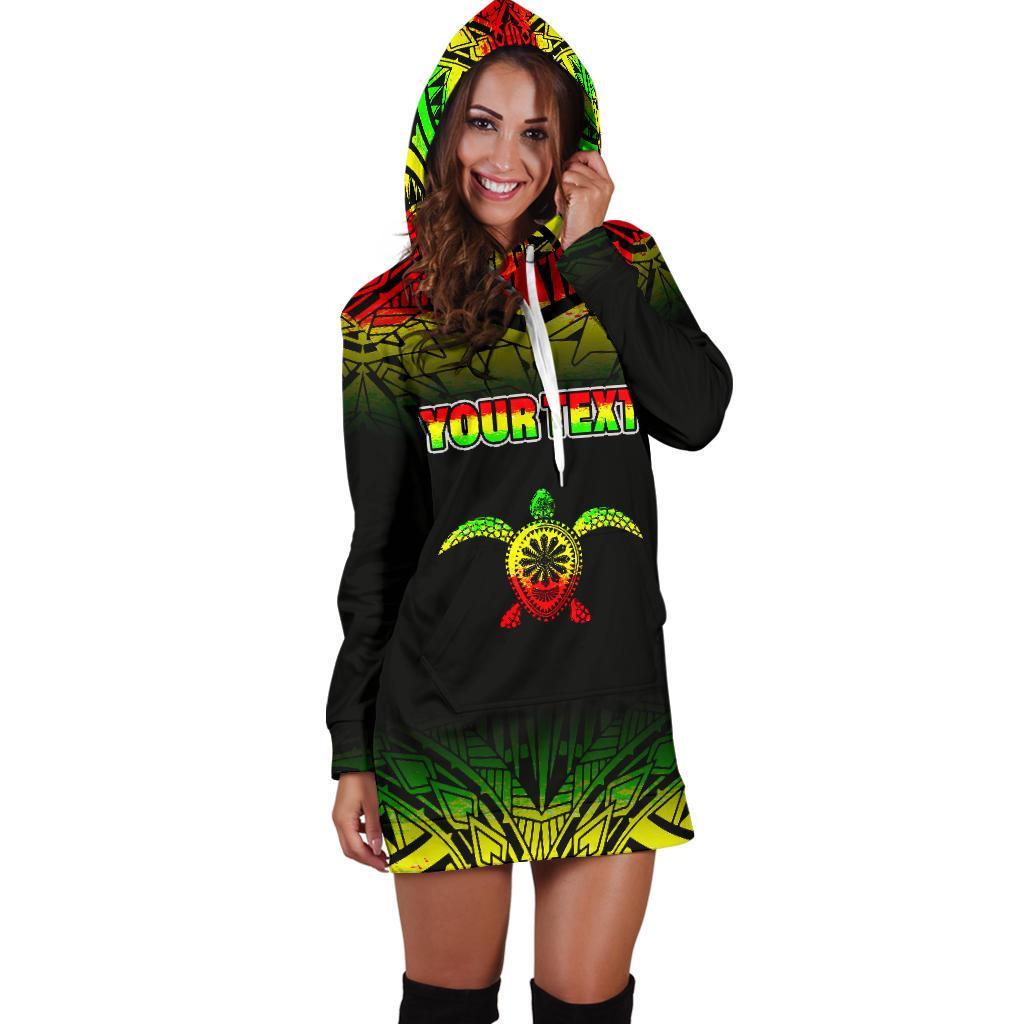 Turtle Custom Personalised Women's Hoodie Dress - Polynesian Reggae Fog - Polynesian Pride