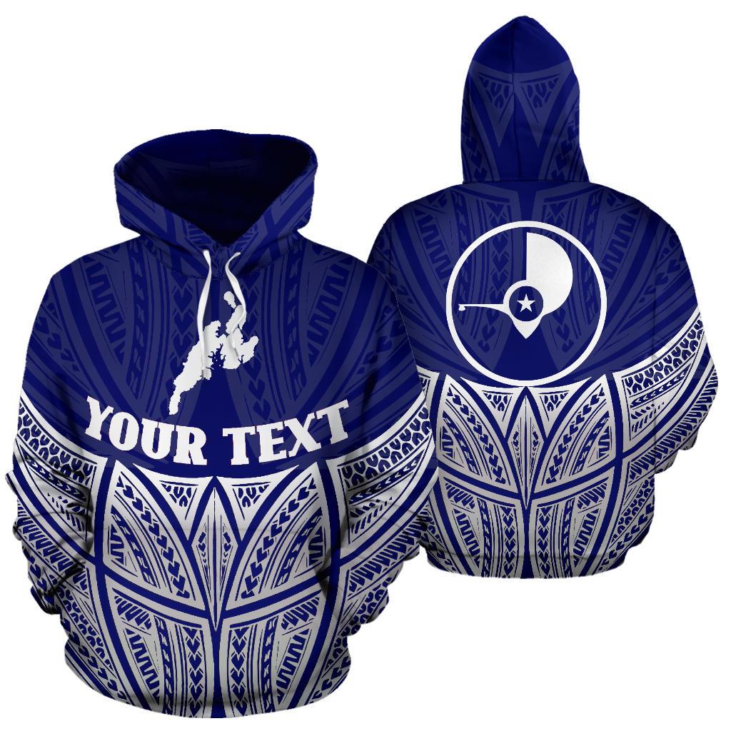 Yap Polynesian Custom Hoodie Blue Pride Map nd Seal Unisex Blue - Polynesian Pride