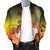 Fiji Men's Bomber Jacket - Humpback Whale with Tropical Flowers (Yellow) - Polynesian Pride