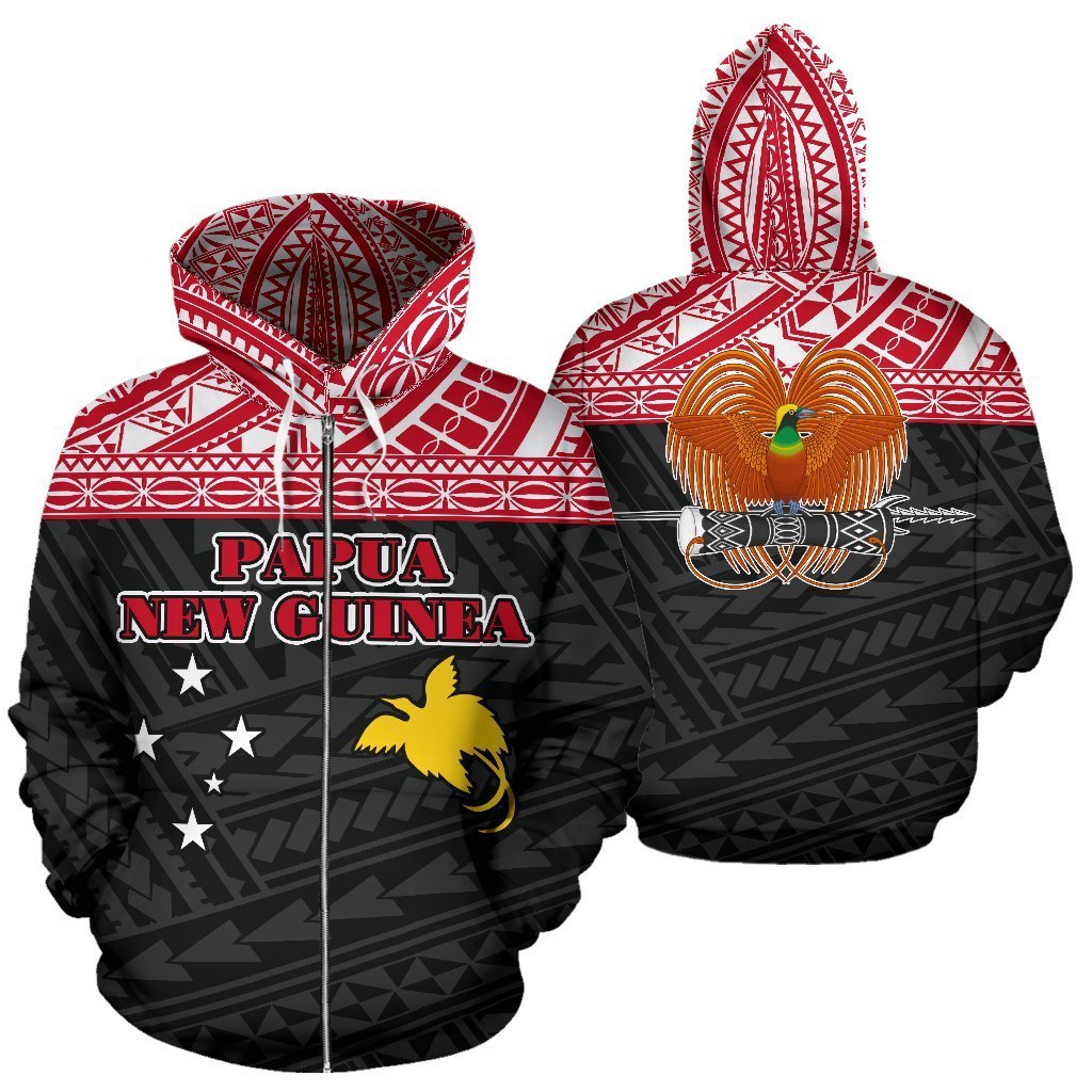 Papua New Guinea All Over Zip up Hoodie Polynesian Hoodie Style Unisex White - Polynesian Pride