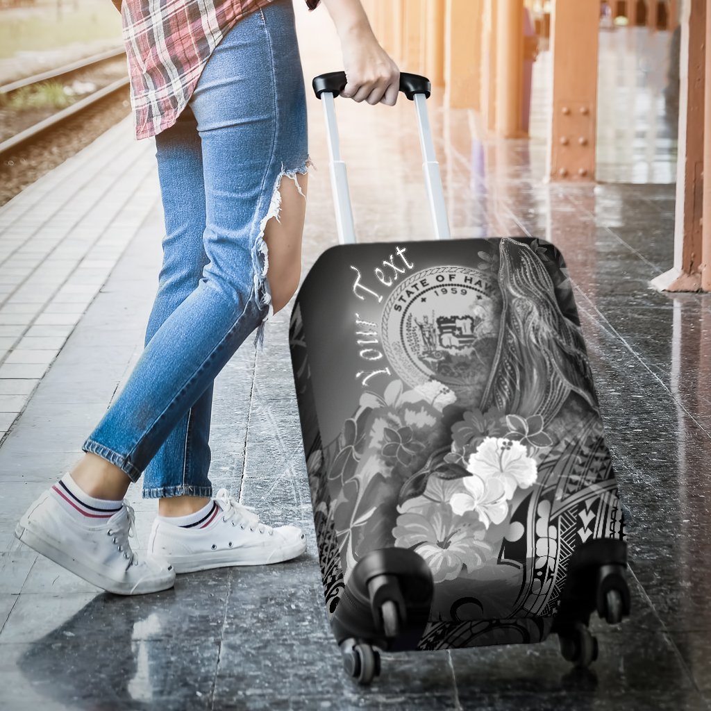 Polynesian Hawaii Custom Personalised Luggage Covers - Humpback Whale with Tropical Flowers (White) - Polynesian Pride