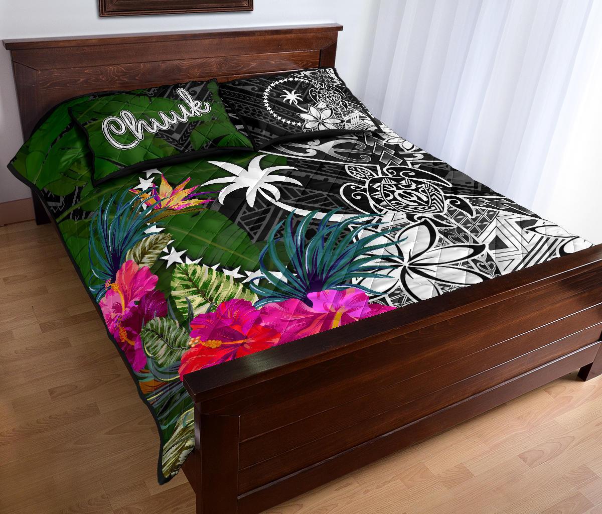 Chuuk Quilt Bed Set - Turtle Plumeria Banana Leaf - Polynesian Pride
