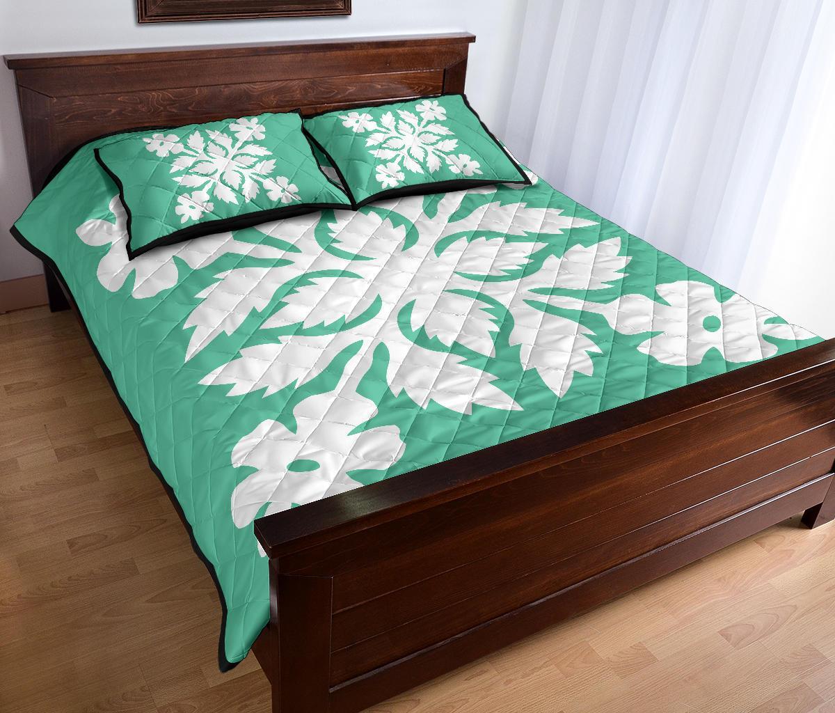 Hawaiian Quilt Bed Set Royal Pattern - Seafoarm - B2 Style - Polynesian Pride