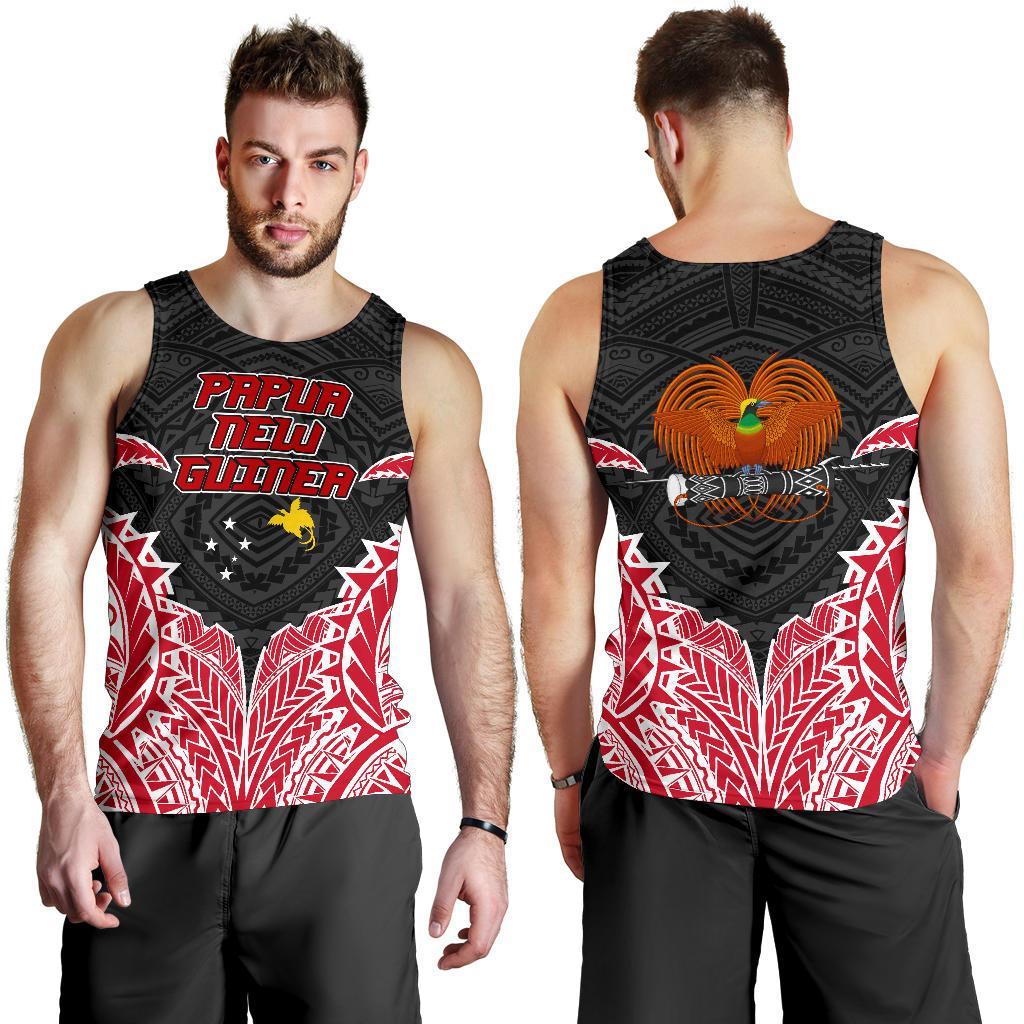 Papua New Guinea Premium Tank Top A7 Black and Red - Polynesian Pride