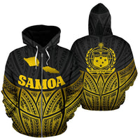Samoa Polynesian Zip up Hoodie Gold Pride Map and Seal Unisex Gold - Polynesian Pride