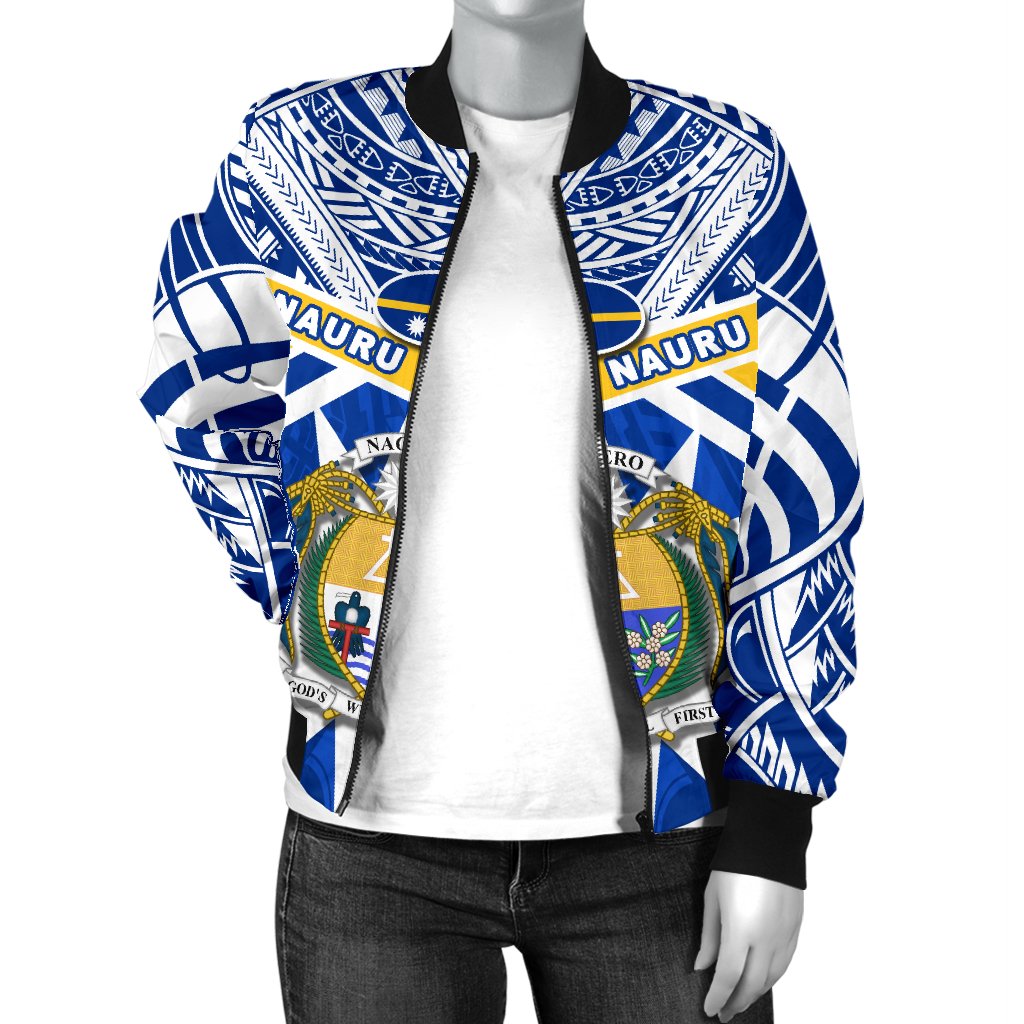 Nauru Rugby Women Bomber Jacket Symbol Star Polynesian - Polynesian Pride