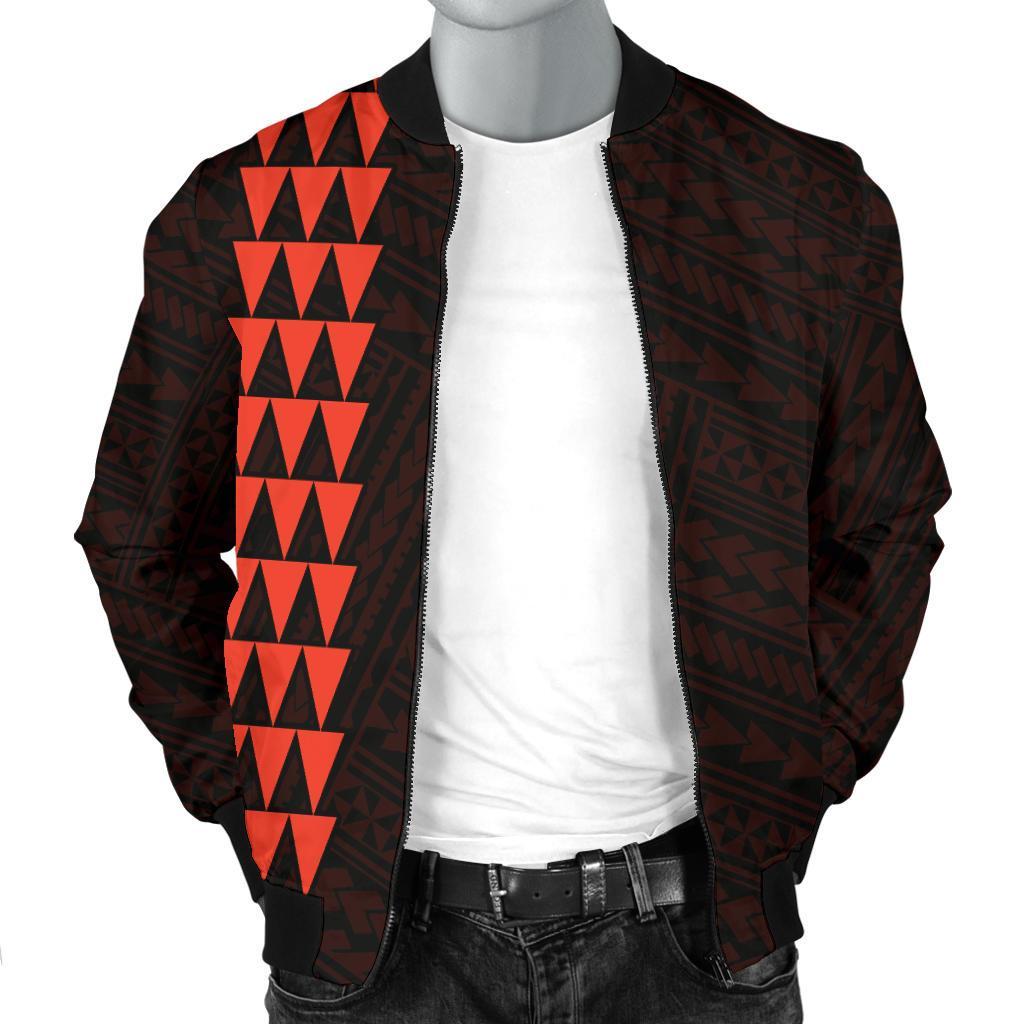 Hawaii Kakau Polynesian Kanaka Map Personalized Men's Bomber Jacket - Orange - Polynesian Pride