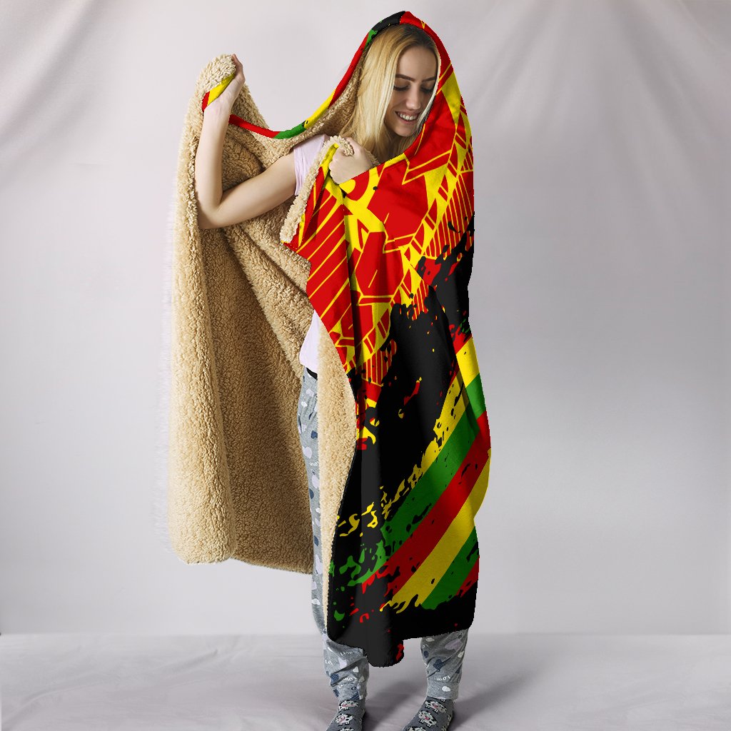 Kanaka Flag Polynesian Hooded Blanket - Nora Style - Polynesian Pride