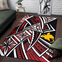 Papua New Guinea Area Rug - Tribal Flower Special Pattern Red Color Red - Polynesian Pride