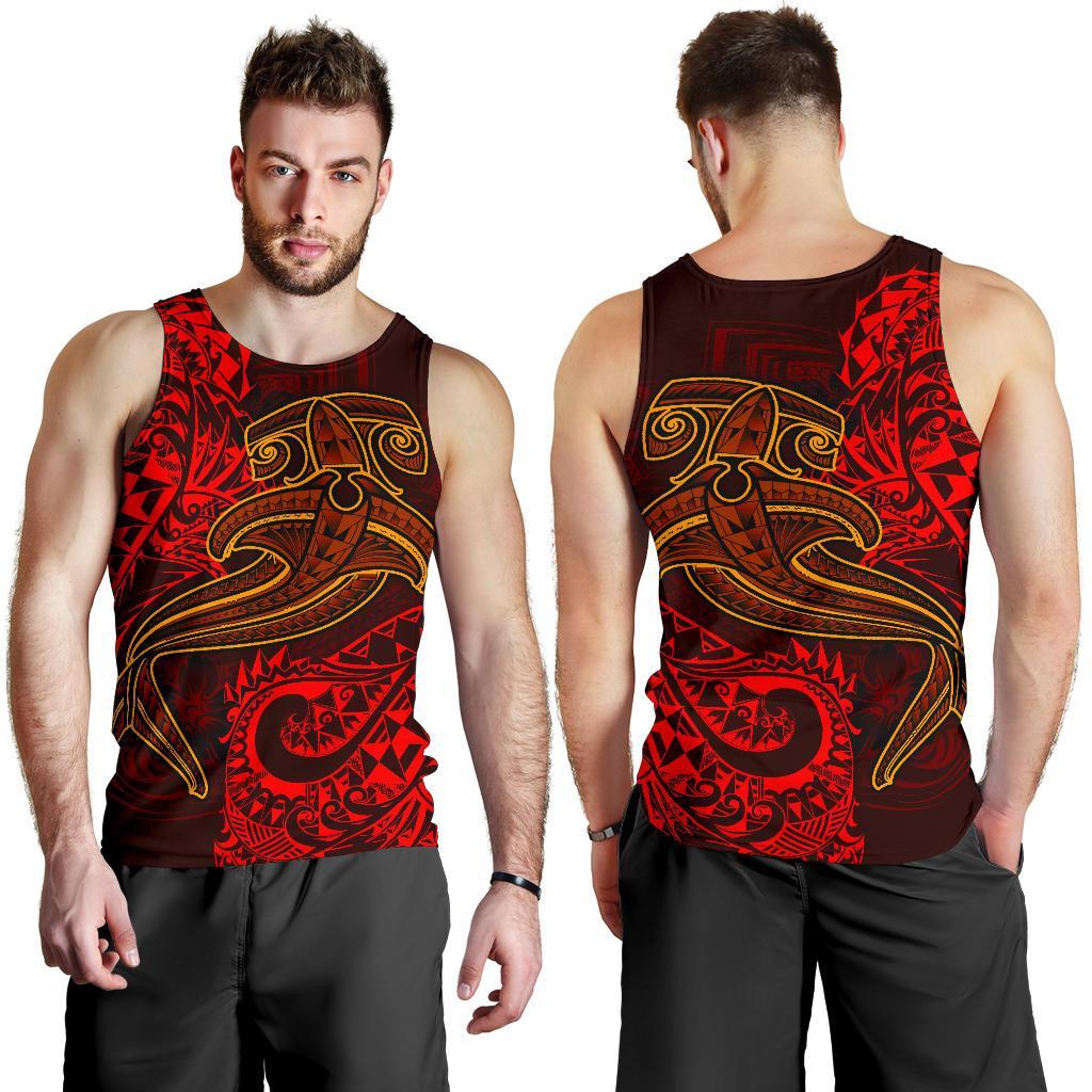 Polynesian Men's Tank Top - Red Shark Polynesian Tattoo Red - Polynesian Pride
