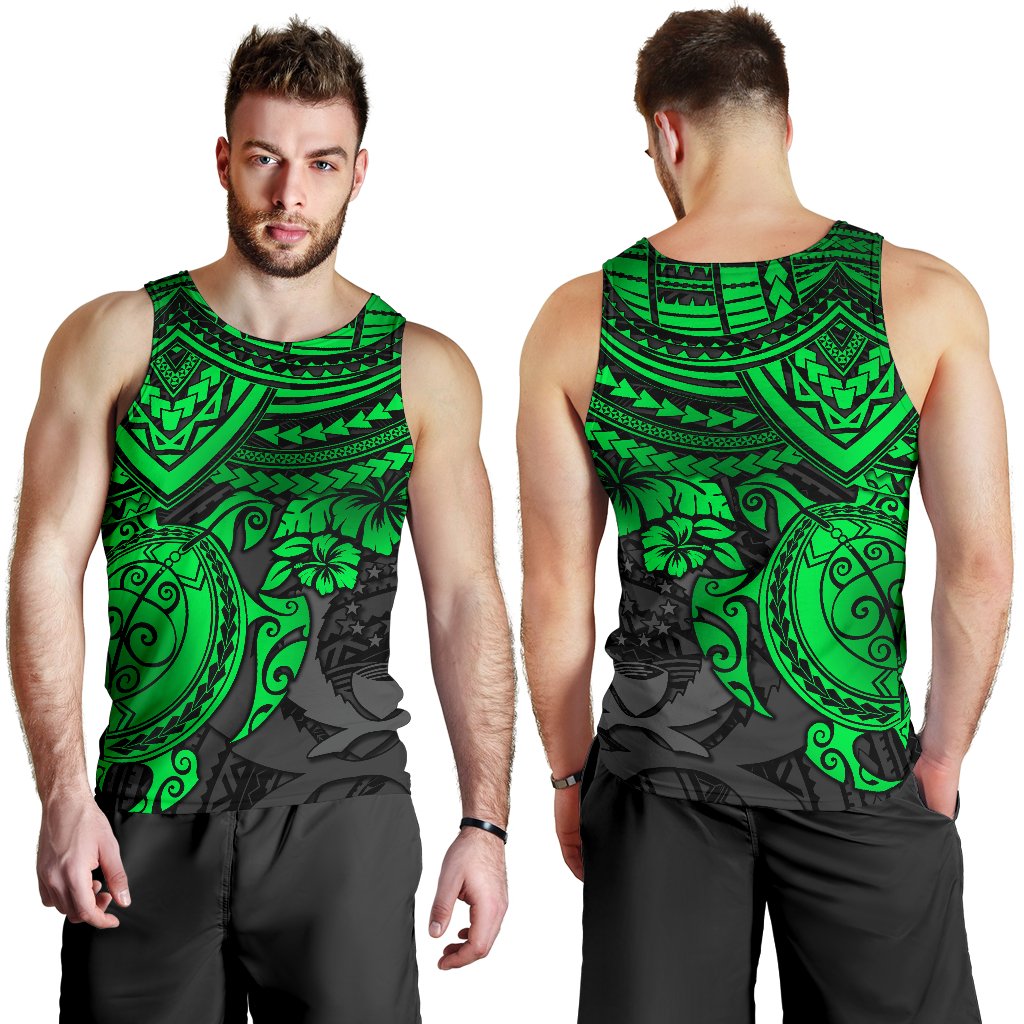 Pohnpei Polynesian Tank Top (Men) - Polynesian Green Turtle - Polynesian Pride