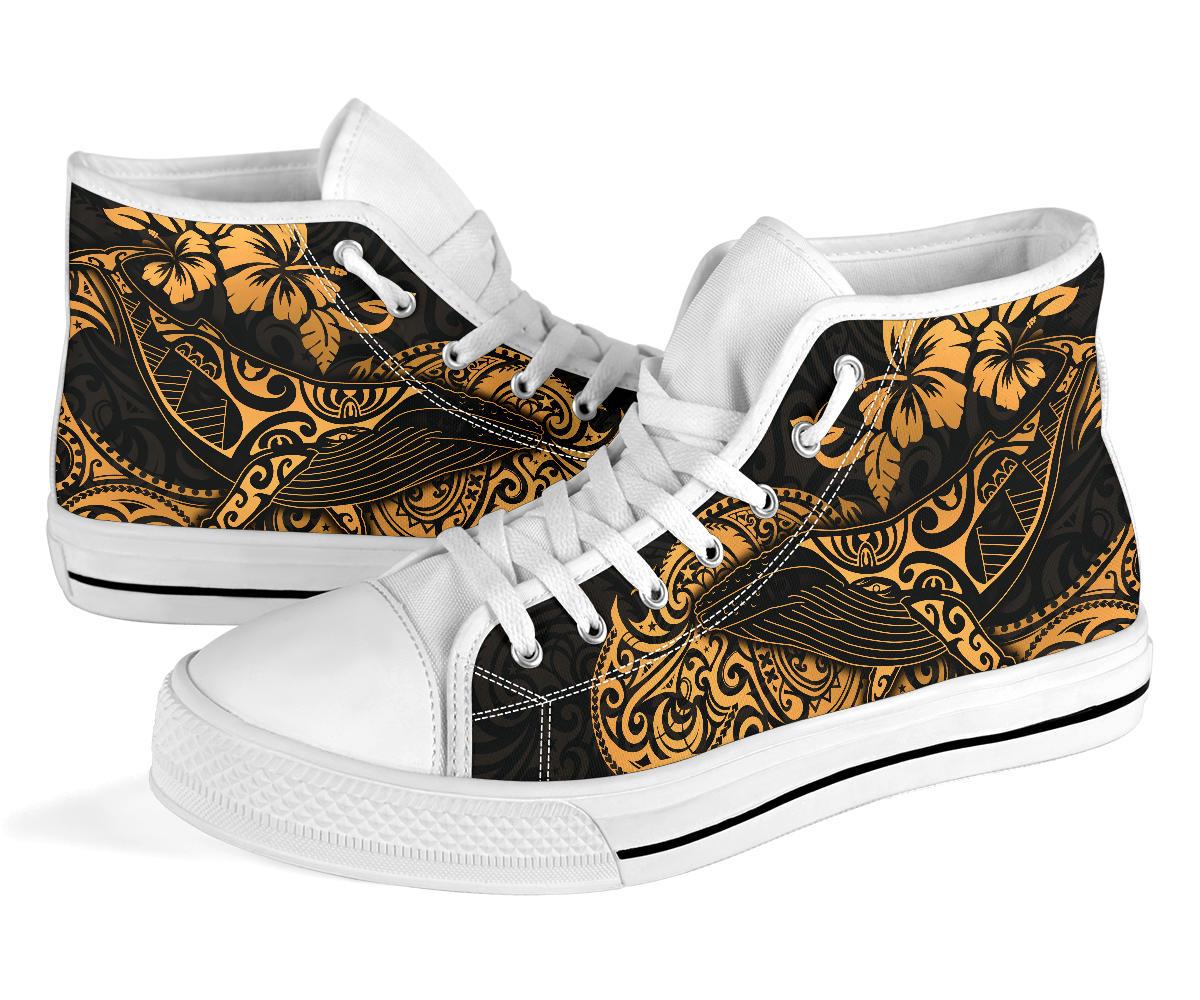 Polynesian Hawaii High Top Shoes - Polynesian Golden Humpback Whale - Polynesian Pride